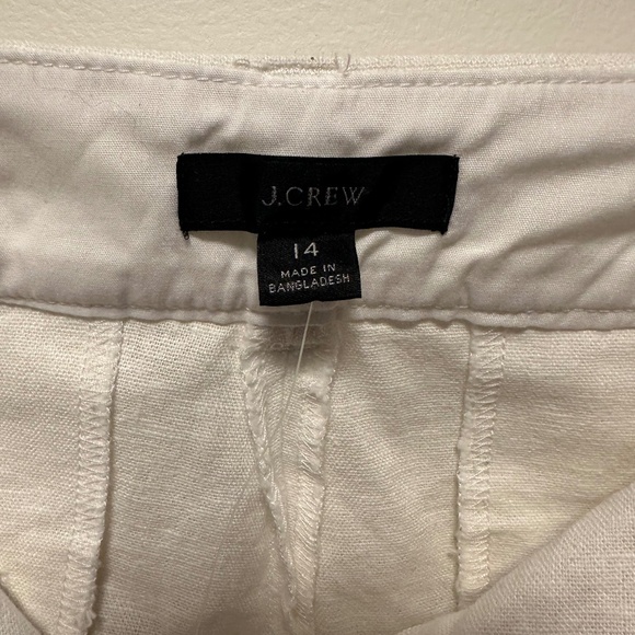 J Crew Women's Shorts White Scallop Hem Size 14 Cotton/Linen NWOT Machine Wash - Picture 2 of 8